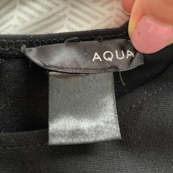 Aqua (Bloomingdales) Mini High Neck Dress w White Trim - Picture 3 of 3